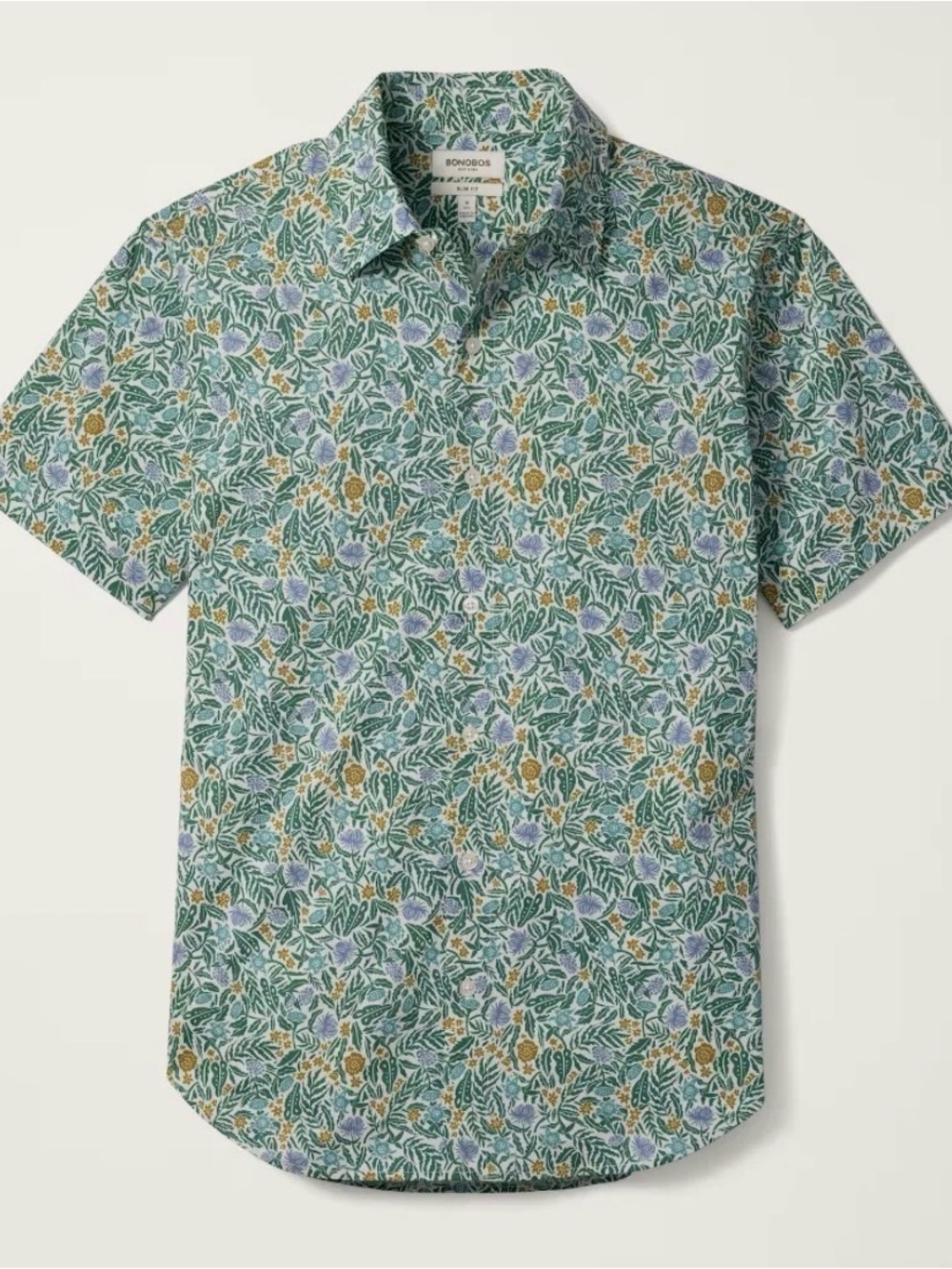 NWOT Bonobos Riviera Short Sleeve Shirt Green Blue Bouquets